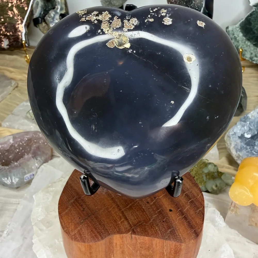 Ocean Blue Sugary Agate Druzy Heart • Uruguay • Natural Blue Agate • 0022 - Picture 3 of 4